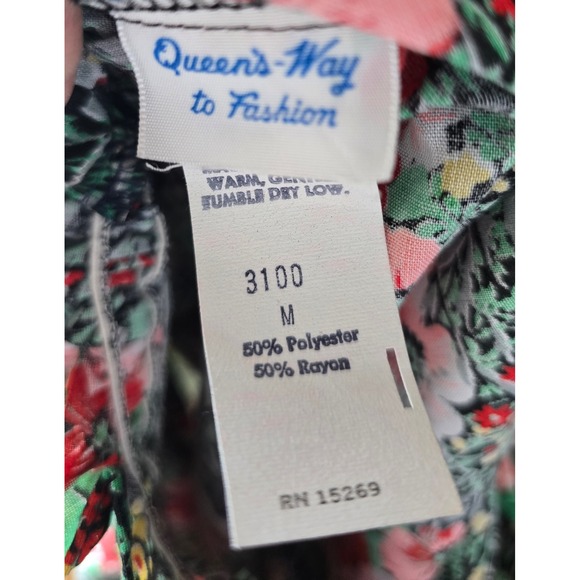 Vintage 70s Queen's Way Black Floral Maxi Dress Size M Retro Boho Summer Hippie - Picture 10 of 13